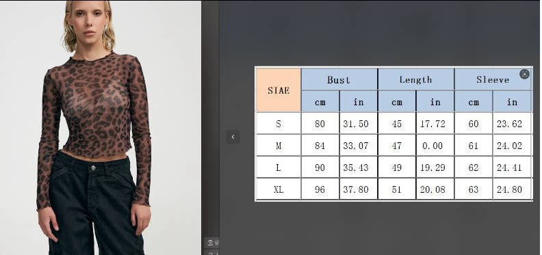 CWTBLL3948_SEXY LEOPARD MESH PRINT SLIM FIT TEE TOP