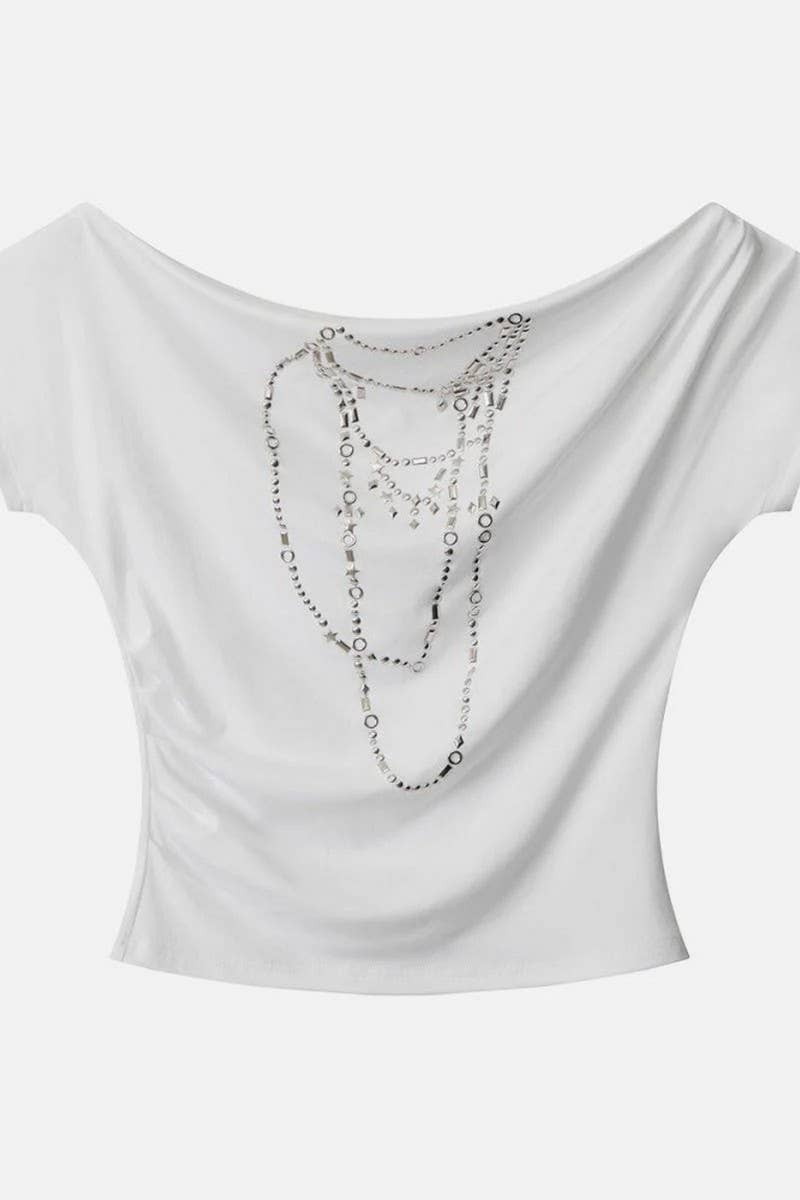 CWTTSL0435_NEW OFF-SHOULDER PURE SEXY HOT GIRL GRAY T-SHIRT