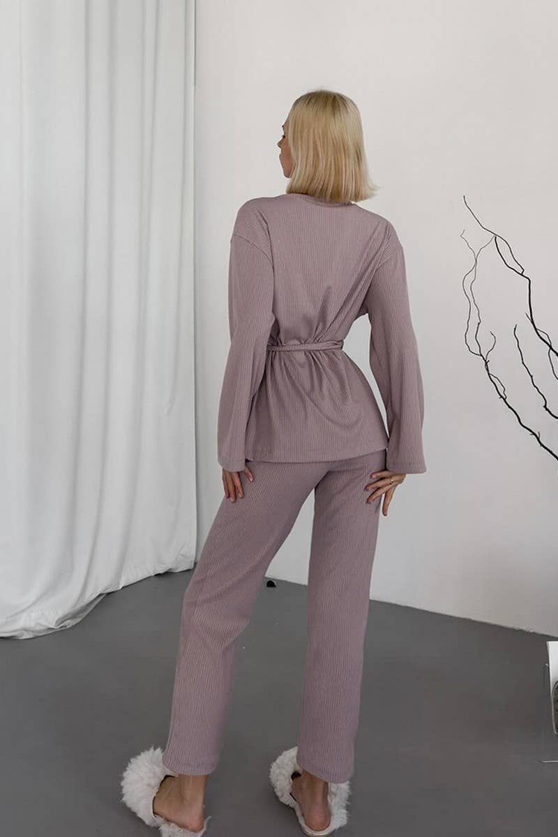 CWSPJ0351_KNITTED NIGHTGOWN UNDERWEAR AND PANTS SET