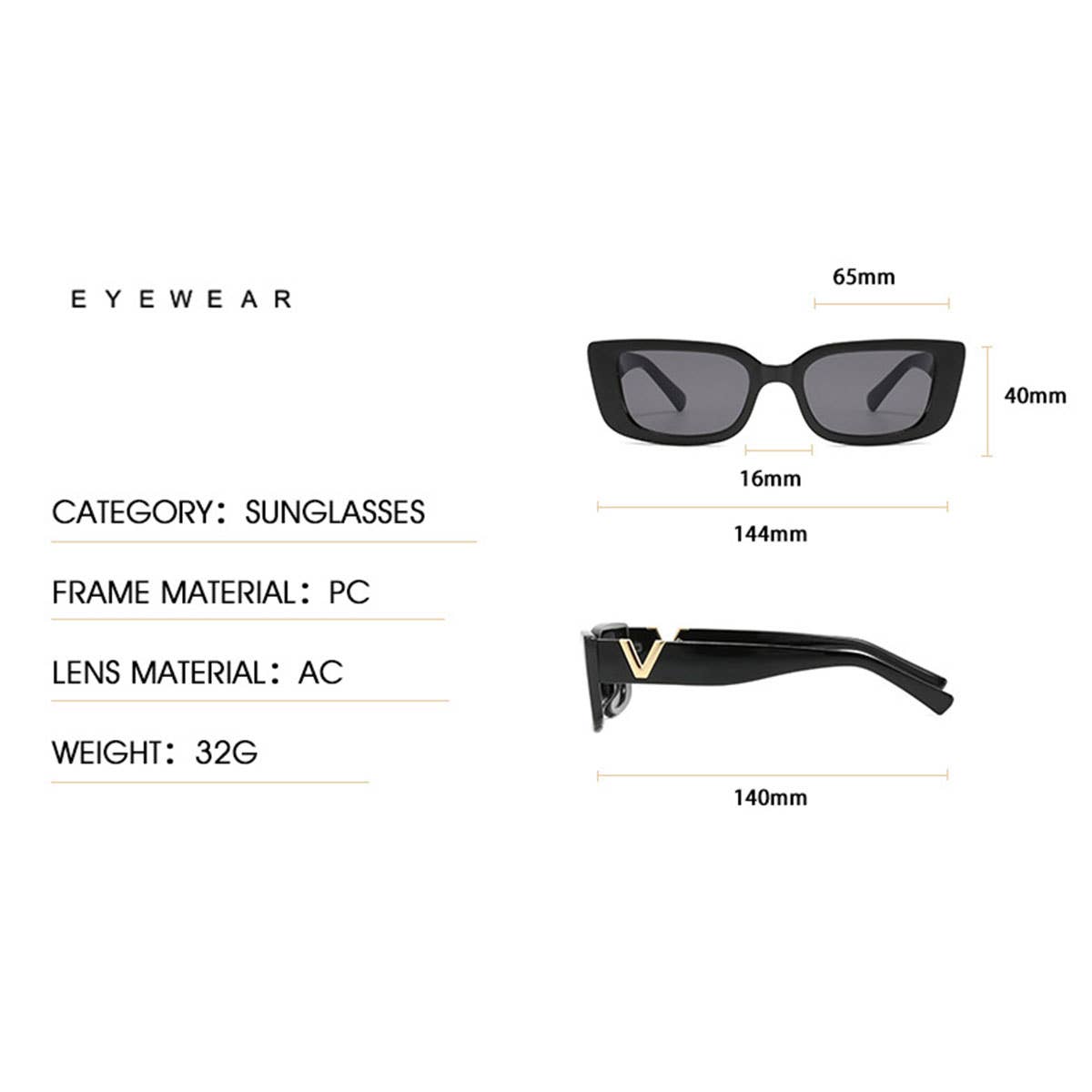WIDE FRAME CAT EYE FASHION SUNGLASSES