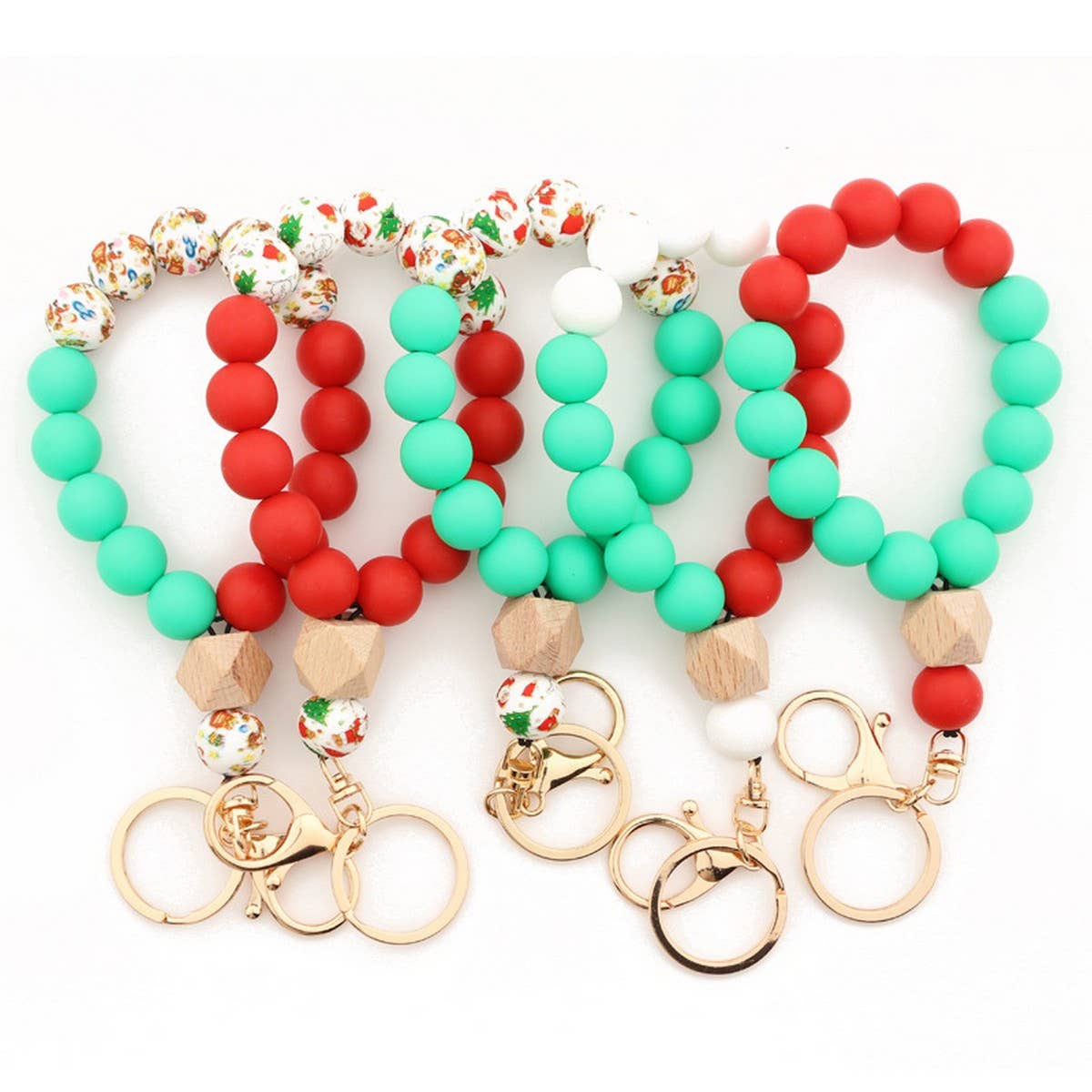 Holiday Silicone Bead Keychain Bracelet Gift