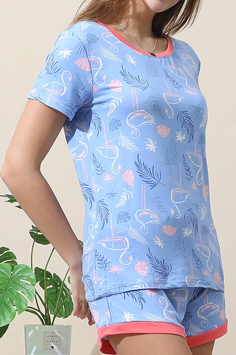 CWSPJ031-P_SHORT SLEEVE TOP WITH SHORTS PAJAMA SET