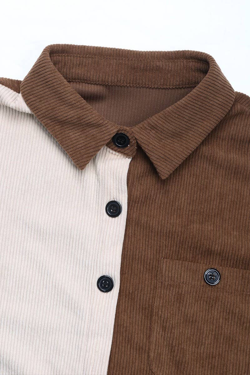 CWTBLL3716_AUTUMN AND WINTER CONTRAST COLOR LAPEL THIN COAT