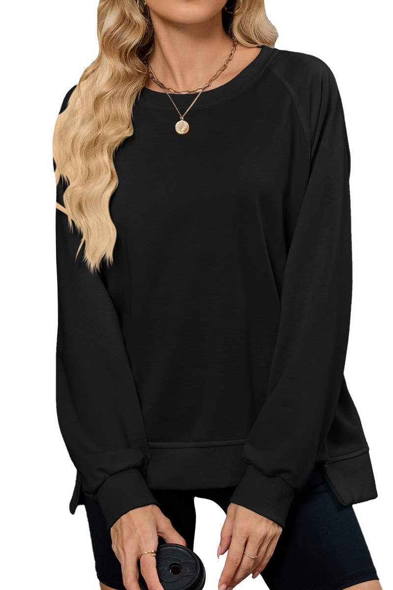 CWTBLL4018_SOLID RIBBED CREW NECK LONG SLEEVE SWEATSHIRT