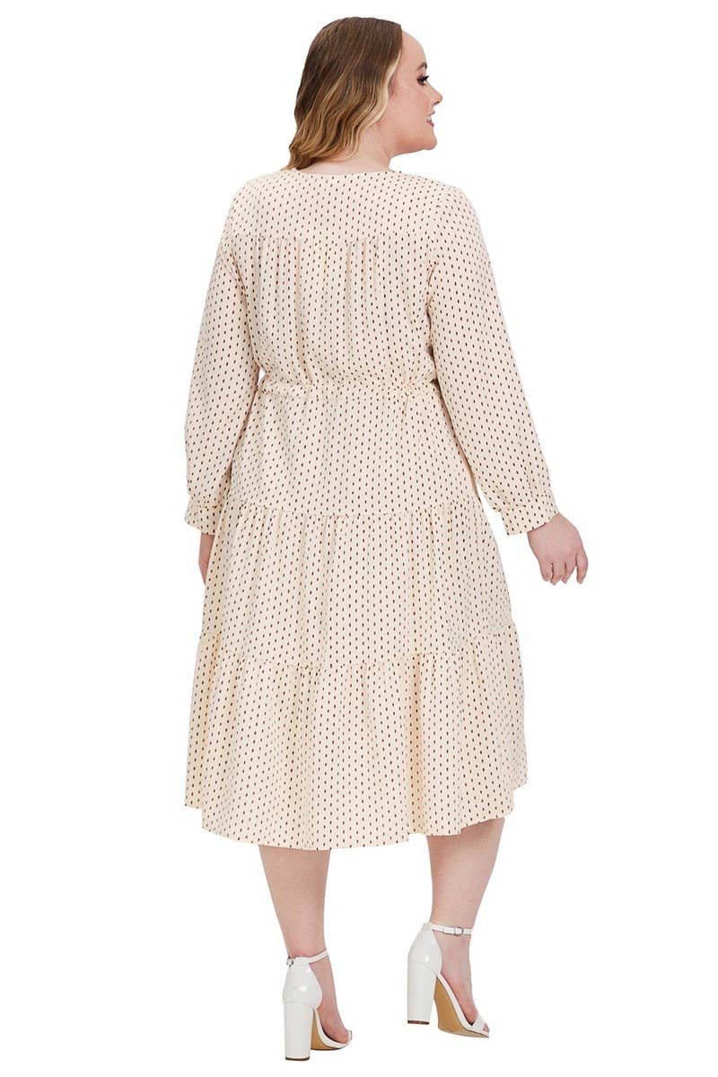 CWDMD3241_PLUS SIZED V-NECK POLKA DOT DRESS