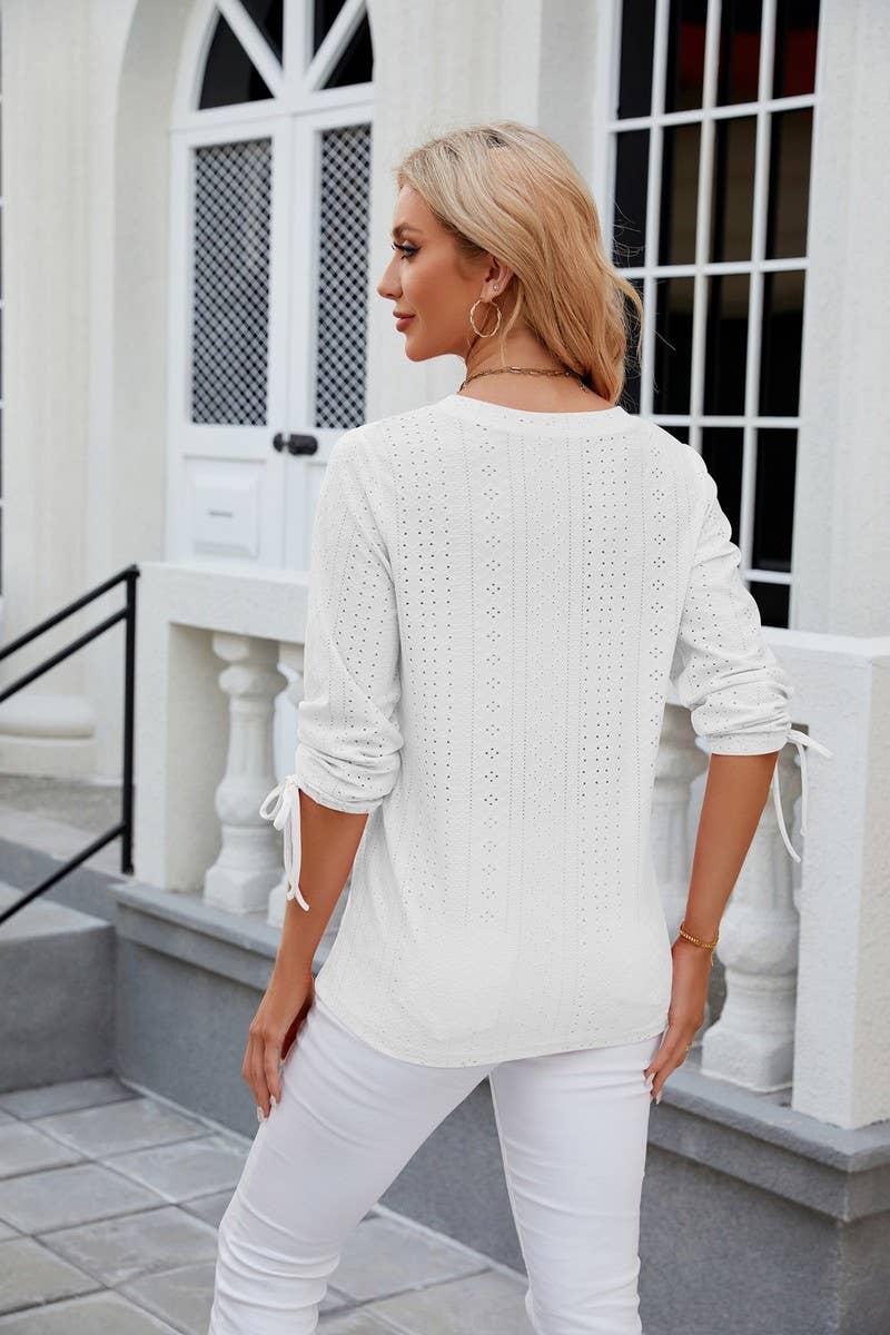 CWTTS0814_3/4 Sleeve V-Neck Knit Top