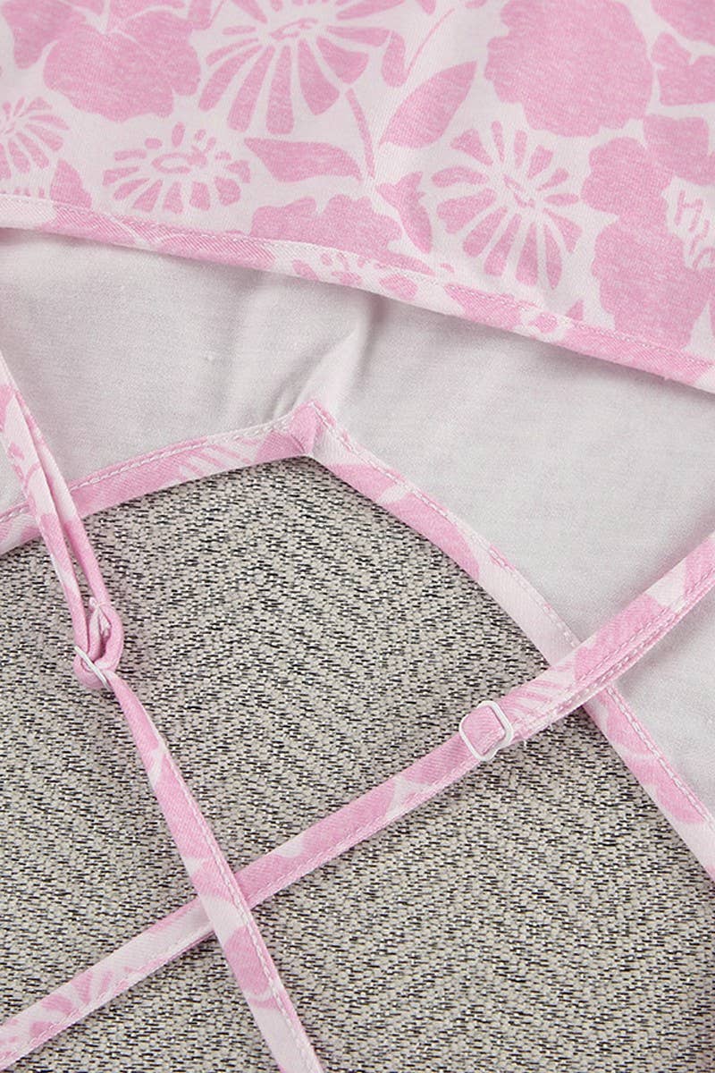 CWSPJ0332_PRINTED SUSPENDER NIGHTDRESS TWO-PIECE SET