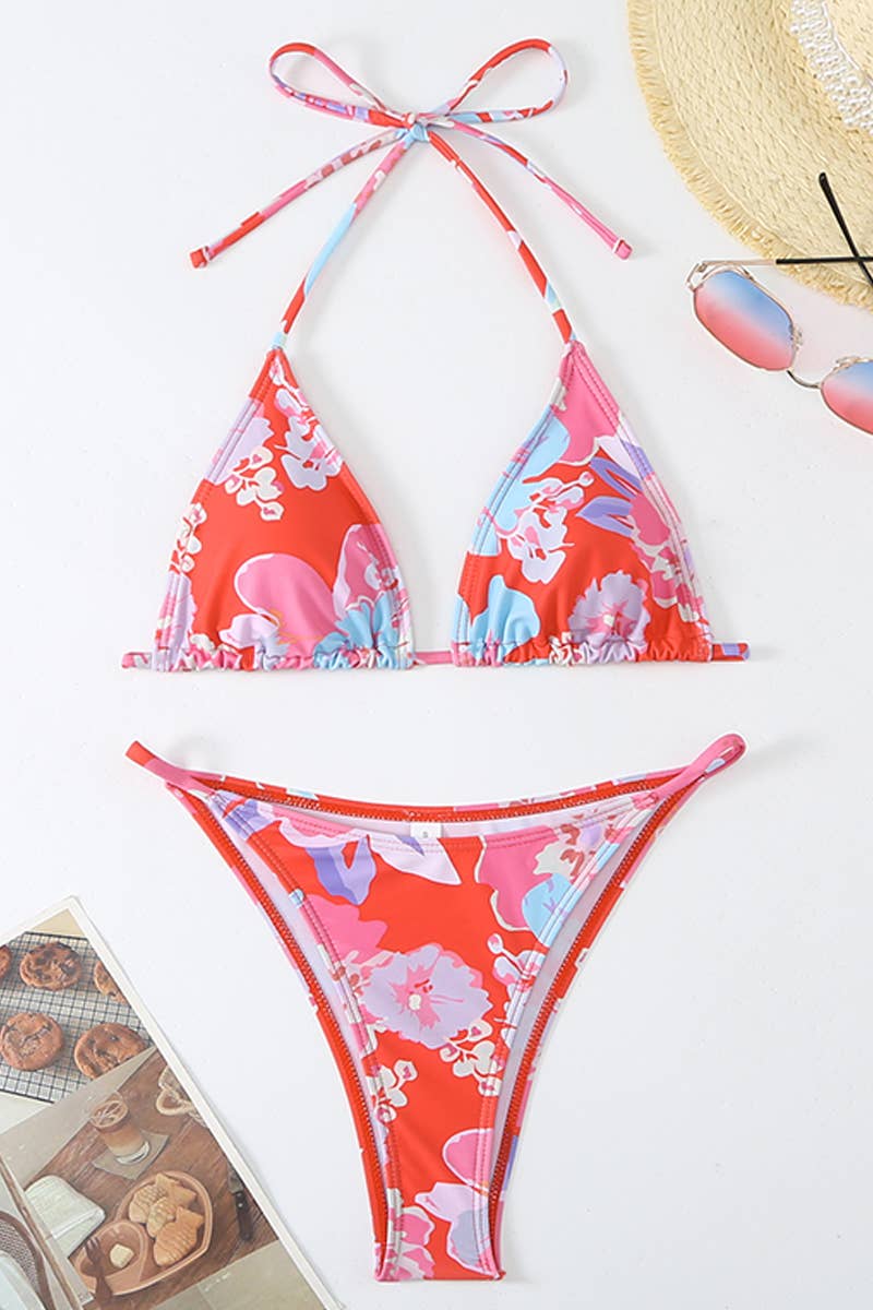 CWMW0809_SEXY STRAP PRINTED SPLIT SWIMSUIT