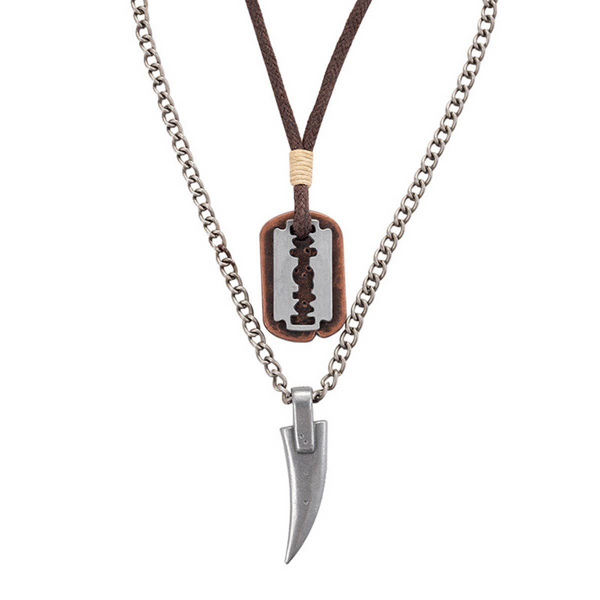 DESIGN DOUBLE LAYER VINTAGE WAX WIRE NECKLACE