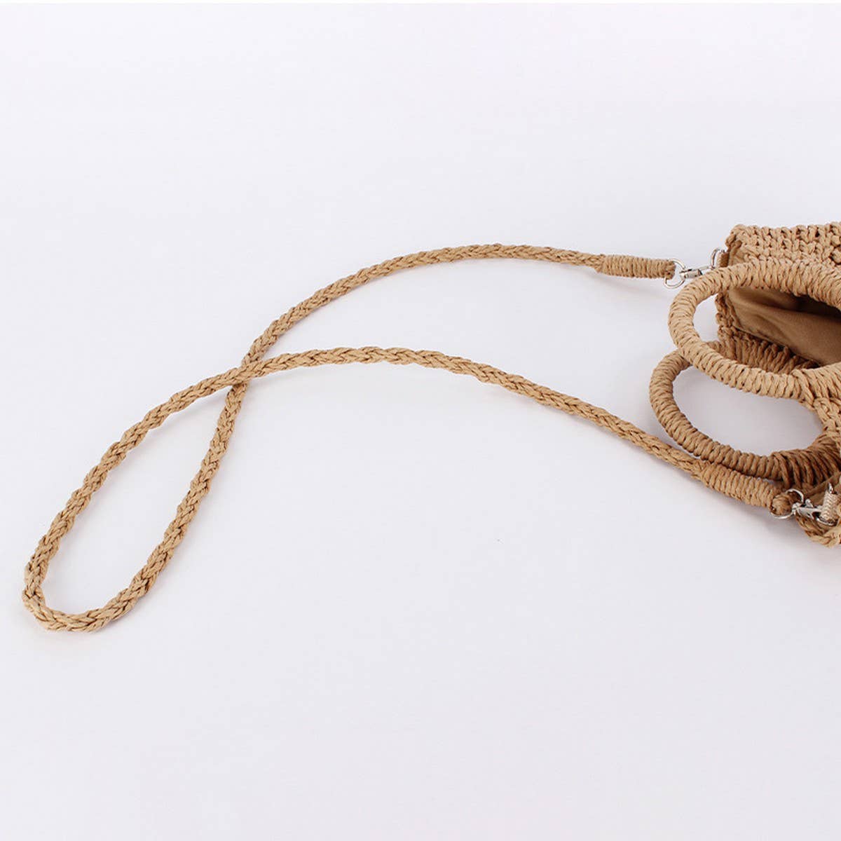 SOLID COLOR SEMI-CIRCLE HANDMADE STRAW BAG_CWAB4696