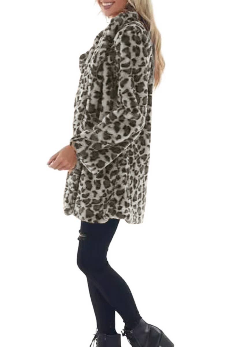 CWOCO00205_CASUAL LOOSE LEOPARD FAUX FUR COAT