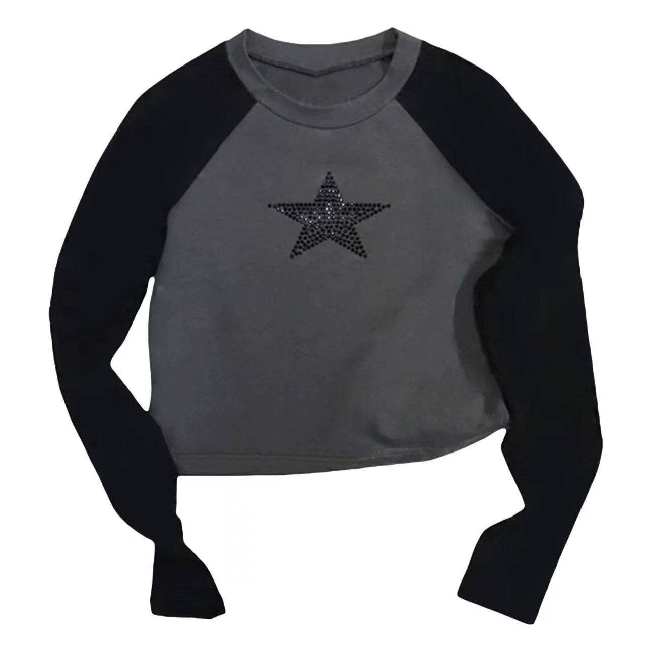 CREW-NECK STREET HIP-HOP PRINT LONG-SLEEVED TOP