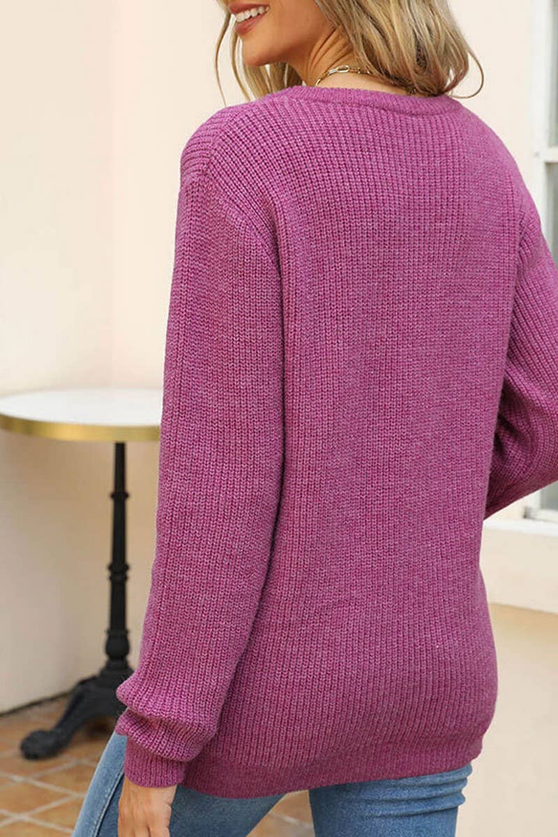 CWOSWL5811_HEART EMBROIDERED LOOSE CREW NECK SWEATER