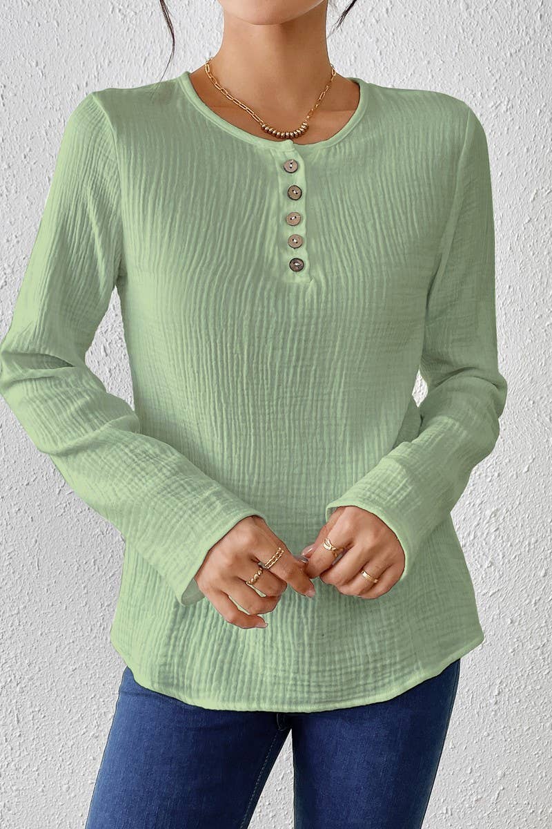 CWTBLL3850_SLIM FIT SOLID COLOR COTTON-LINEN PULLOVER SHIRT