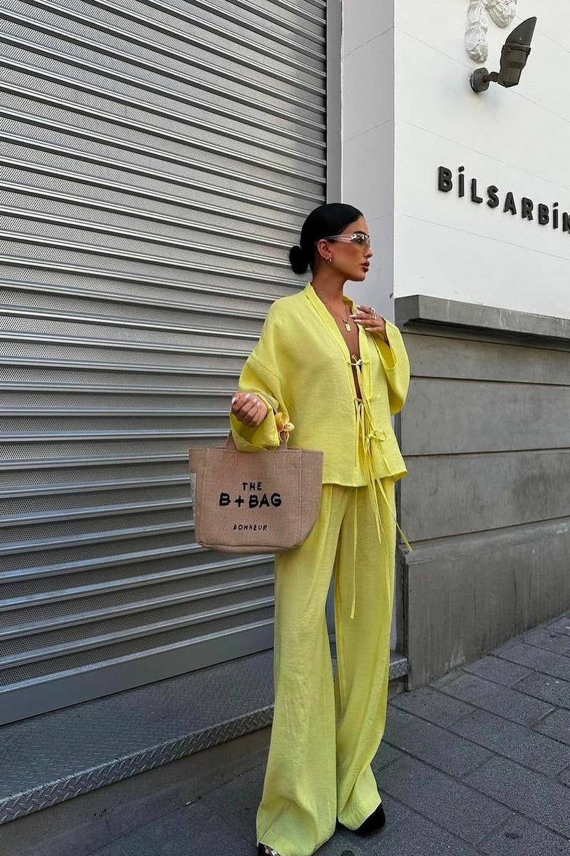 CWSTB1164_CASUAL SOLID COLOR SHIRT AND PANTS SET