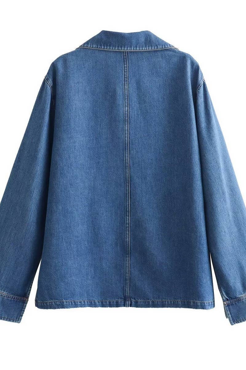 CWSTB1431_WASHED BLUE DENIM TOP AND STRAIGHT PANTS SET