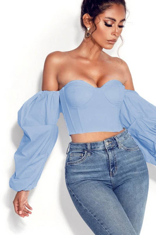 CWTBLL00800_ASYMMETRICAL LONG SLEEVE CROPPED BUSTIER TOP