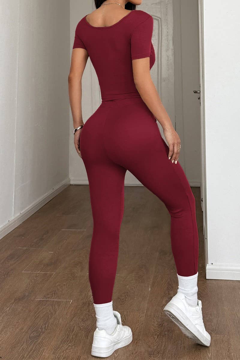 CWSS1179_SUMMER SPORTS YOGA SOLID COLOR TWO-PIECE SUIT