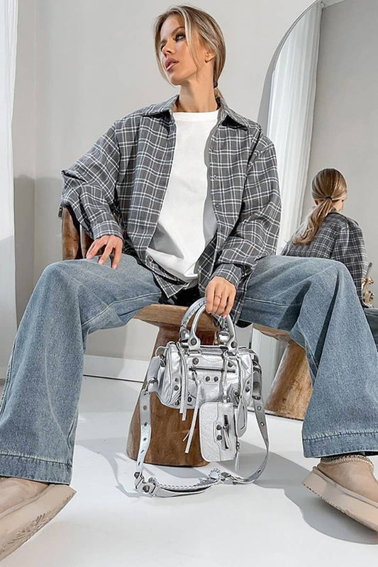 CWTBLL00626_SIMPLE LOOSE NICHE PLAID LONG-SLEEVED SHIRT