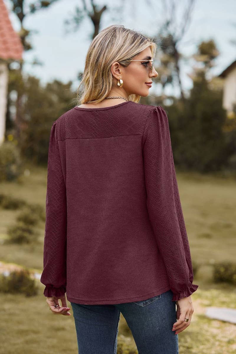 CWTBLL2805_CASUAL CREW-NECK FALL LONG-SLEEVED TOP