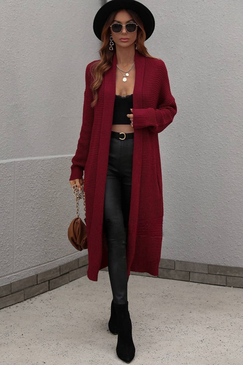 CWOCAL373 Casual Open Front Long Cardigan Sweater