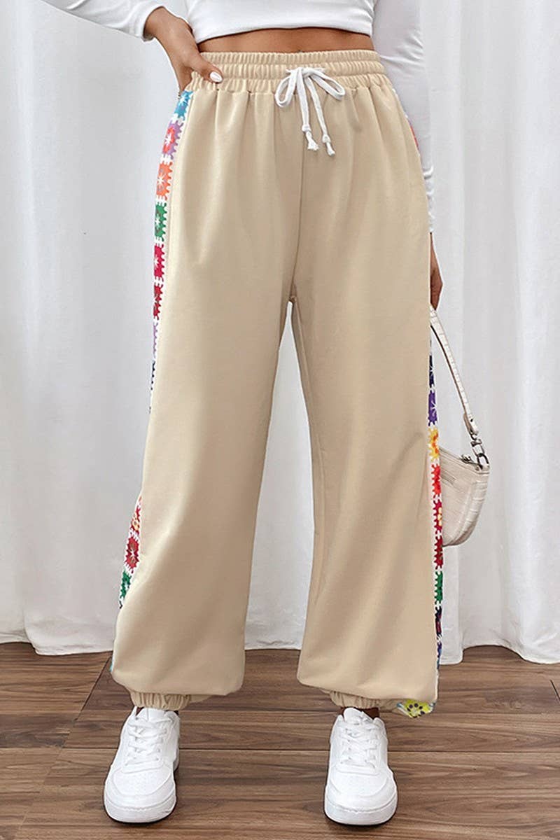CWBLP1185_CASUAL COLORFUL PRINTED ELASTIC WAIST SWEATPANTS
