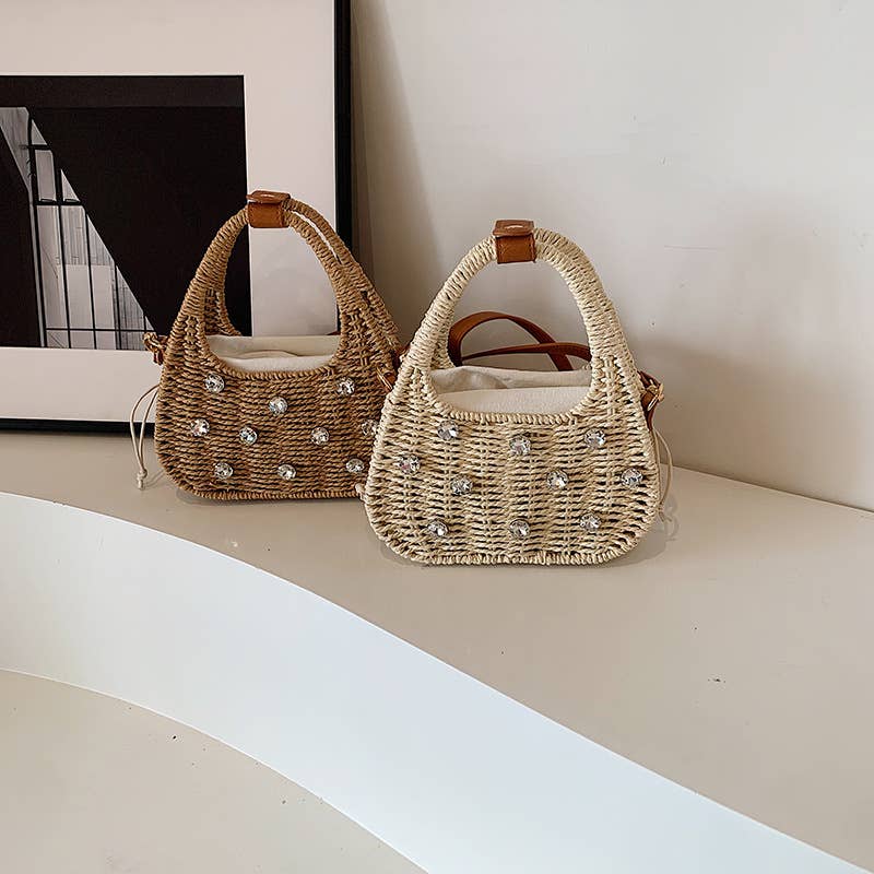 Rhinestone hand-held crossbody beach bag