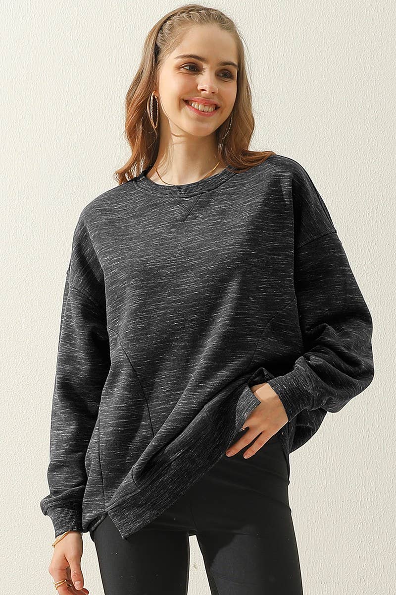 CWTTL905_LONG SLEEVE ROUND NECK CUT HEM SWEATSHIRT
