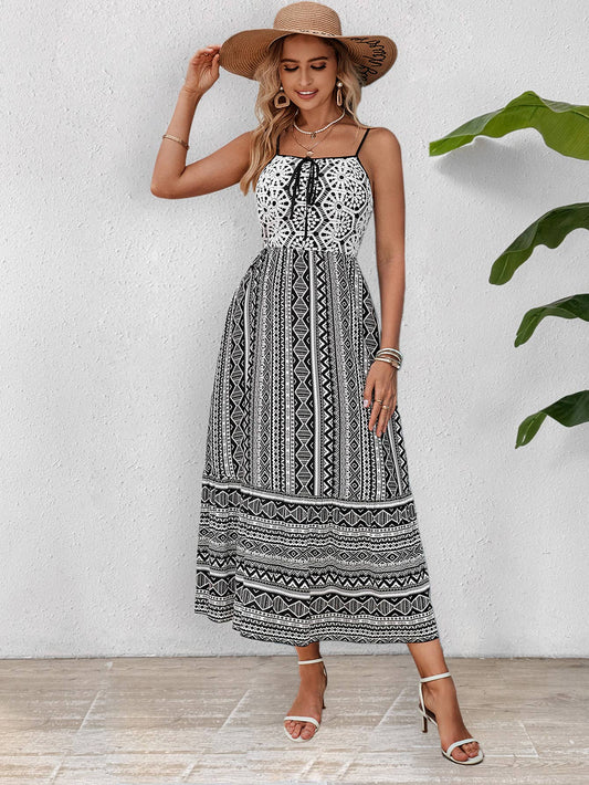 Bohemian-style loose halter print dress