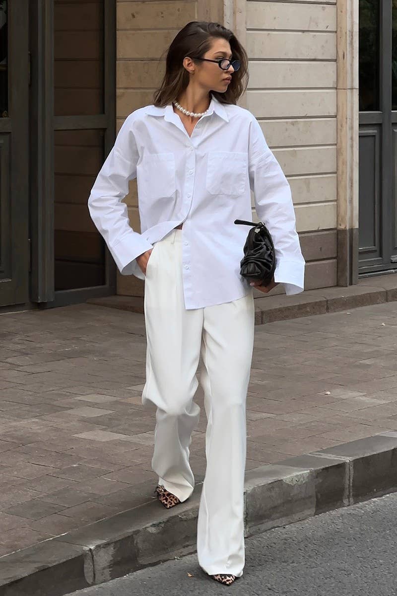 CWTBLL3815_COTTON WHITE COLLAR LONG SLEEVE SHIRT