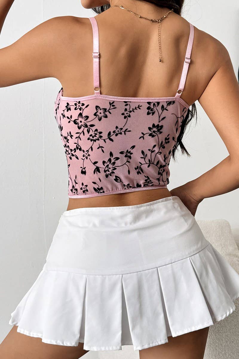 CWTHT0164_LOW-CUT SEE-THROUGH HERRINGBONE CAMISOLE