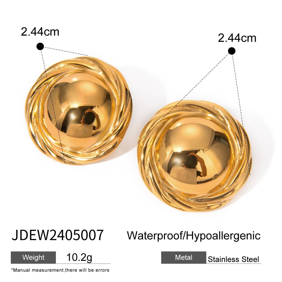LIGHT LUXURY HORIZONTAL STRIPED ROUND EARRINGS