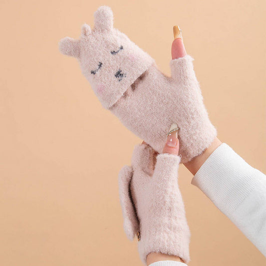 WINTER CUTE HALF-FINGER VELVET WARM GLOVES_CWAG0241