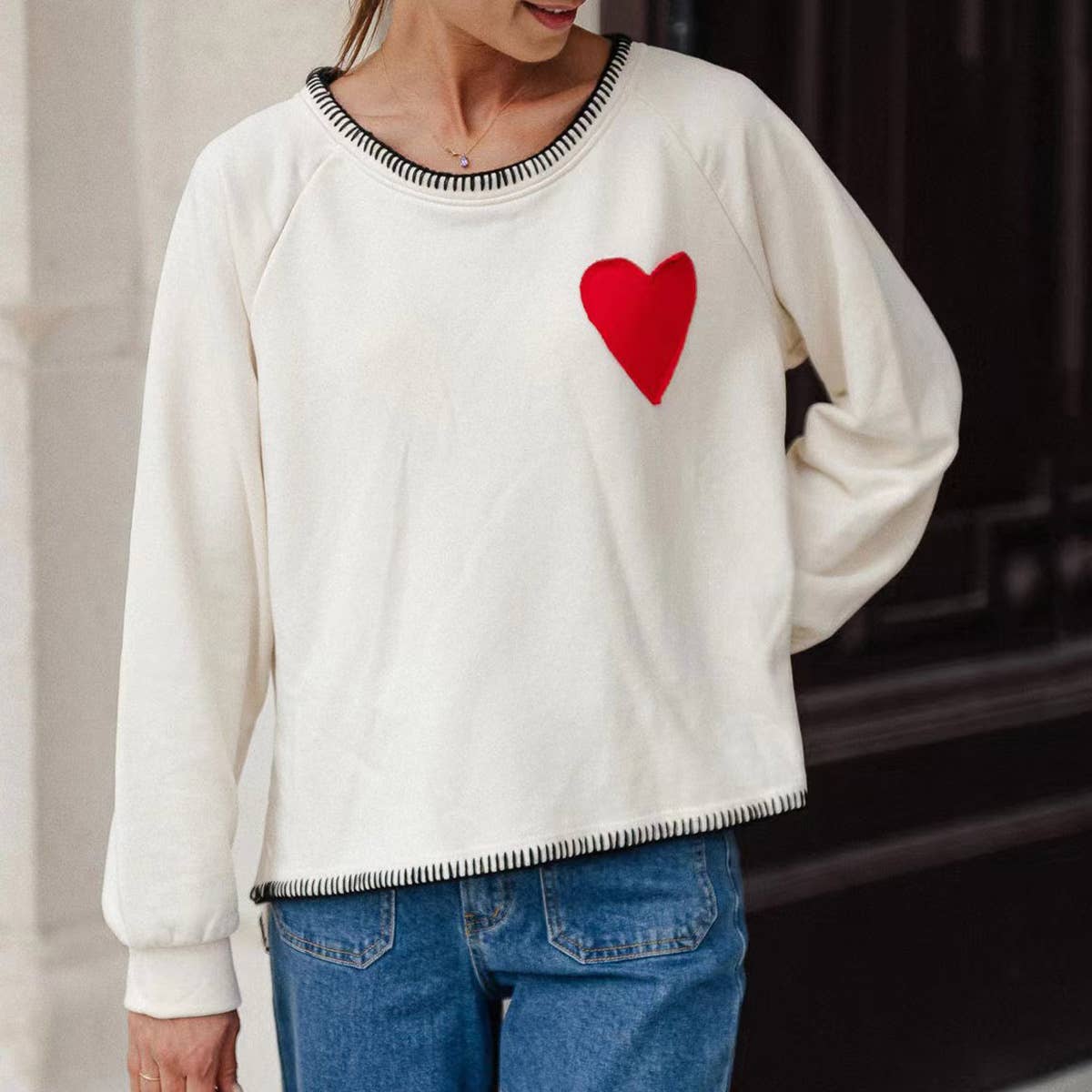 COMFORTABLE LOVE ROUND NECK LONG SLEEVE HOODIE