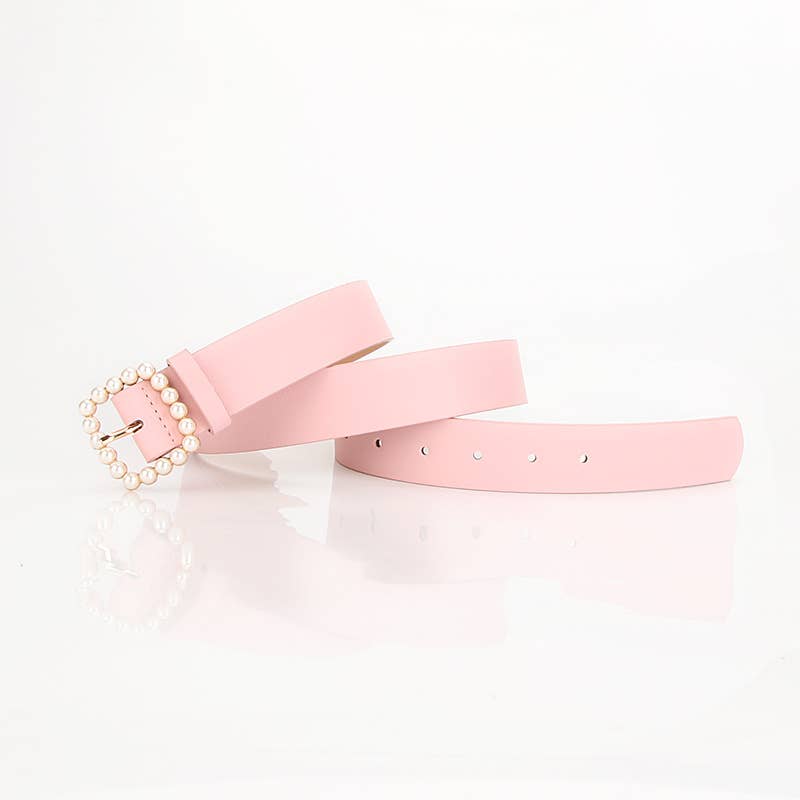 Fashionable square-shaped pearl buckle belt