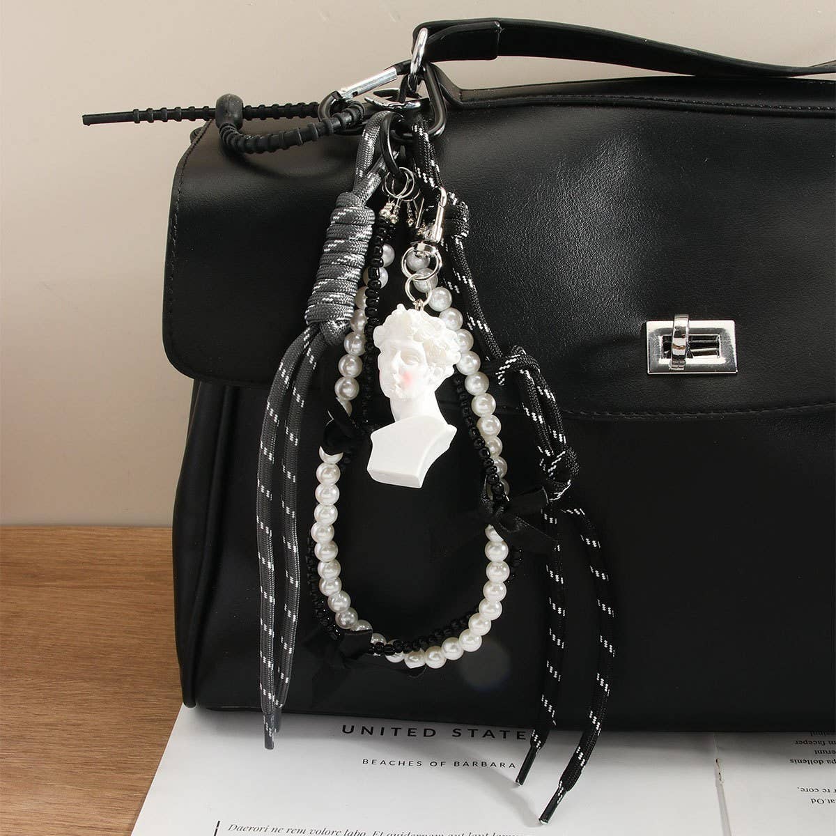 Elegant David Blush Charm with Pearl Heart Chain