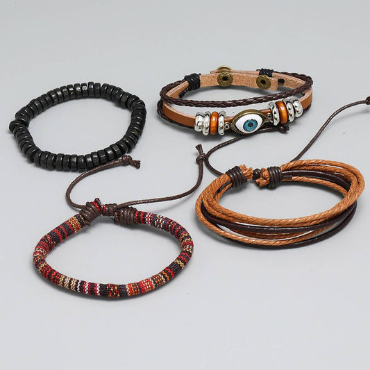 SIMPLE DIY FOUR-PIECE COMBINATION COWHIDE BRACELET_CWMM4518