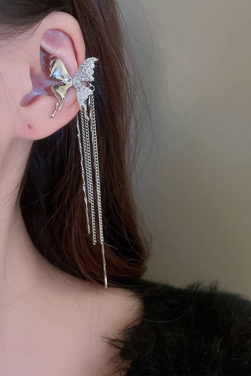 BUTTERFLY PENDANT CHAIN DROP EARRINGS_CWAJE0346