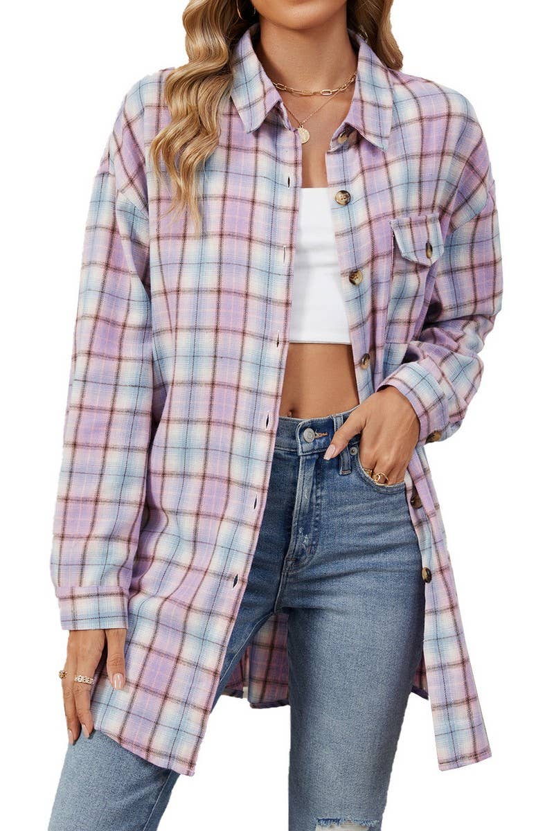 CWOCO0474_LAPEL BRUSHED STRIPE LONG SLEEVE SHIRT COAT