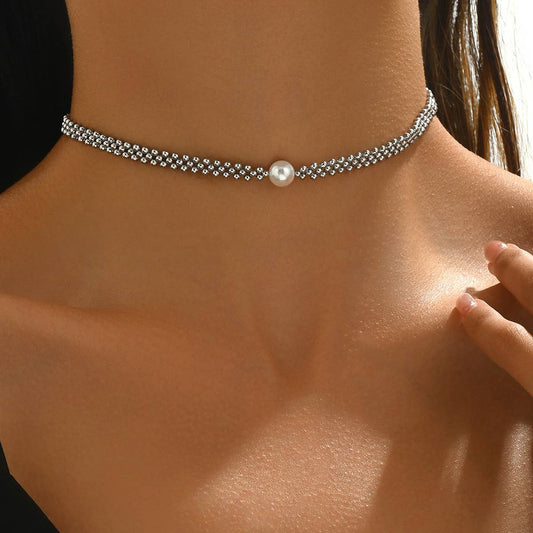 Workwear copper bead simple fashion clavicle chain