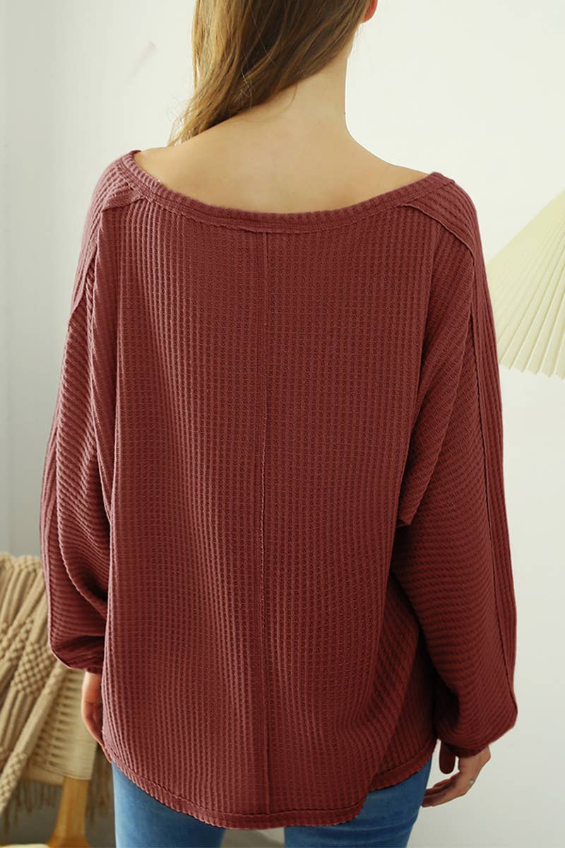 CWTTL1094_RAW DETAILED LOOSE FIT SOFT SWEATER KNIT TOP