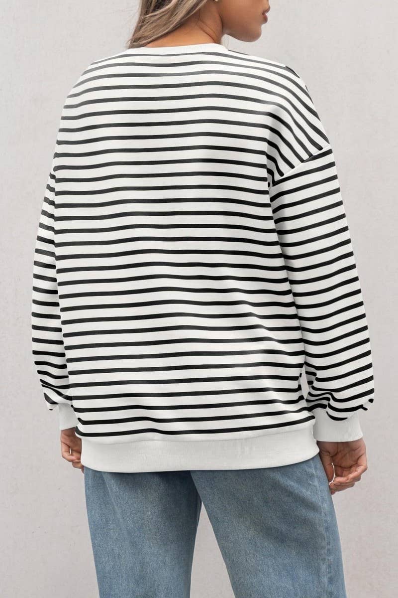 CWTBLL4009_STRIPED CREWNECK OVERSIZED SWEATSHIRT PULLOVER