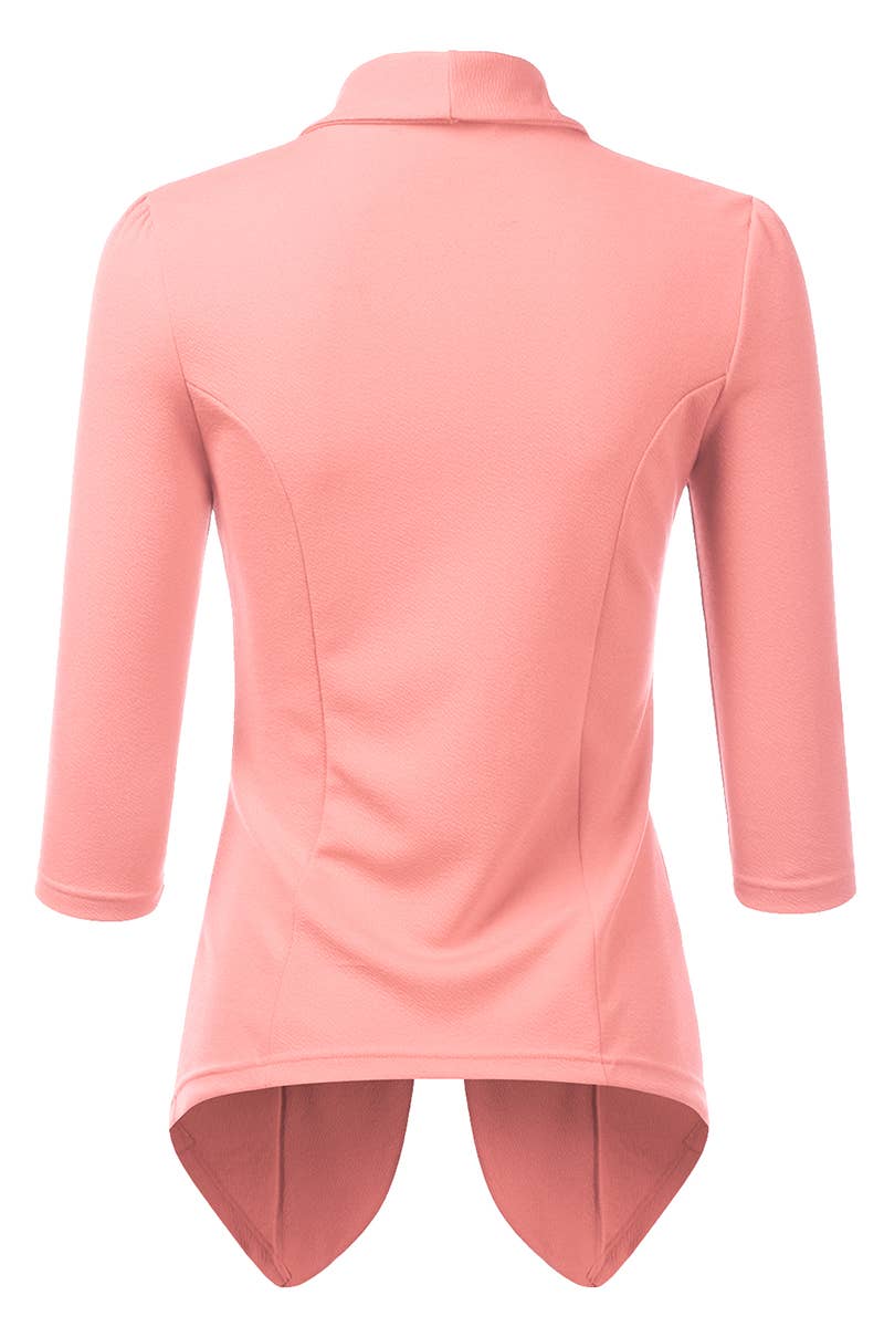 CWOBL089_Casual Work 3/4 Sleeve Open Front Blazer