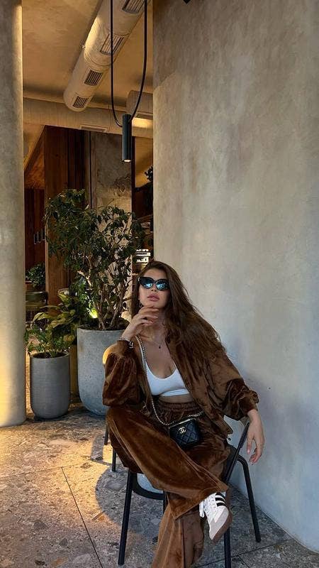 Casual velvet zipper hooded wide-leg pants set