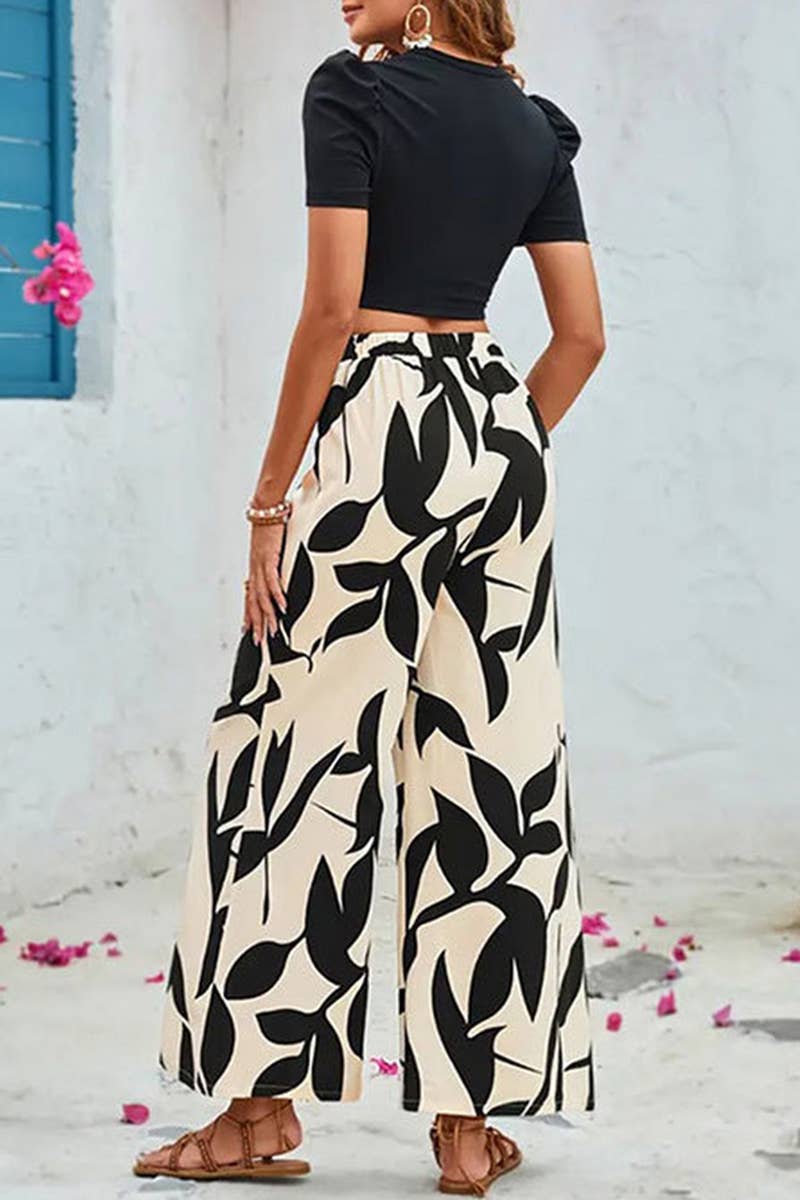 CWSS1122_TIGHT NAVEL-BARING WIDE-LEG PANTS TWO-PIECE SET