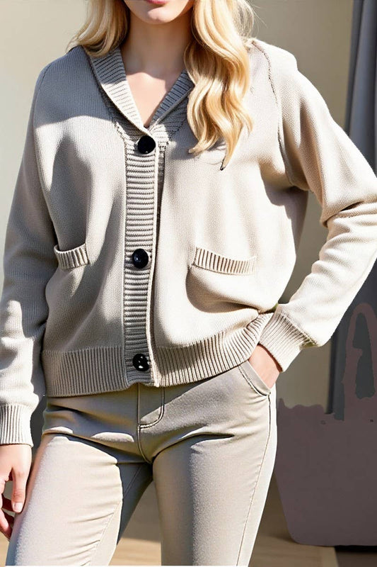 CWOSWL07085_V-NECK CASUAL LOOSE LONG-SLEEVED SWEATER