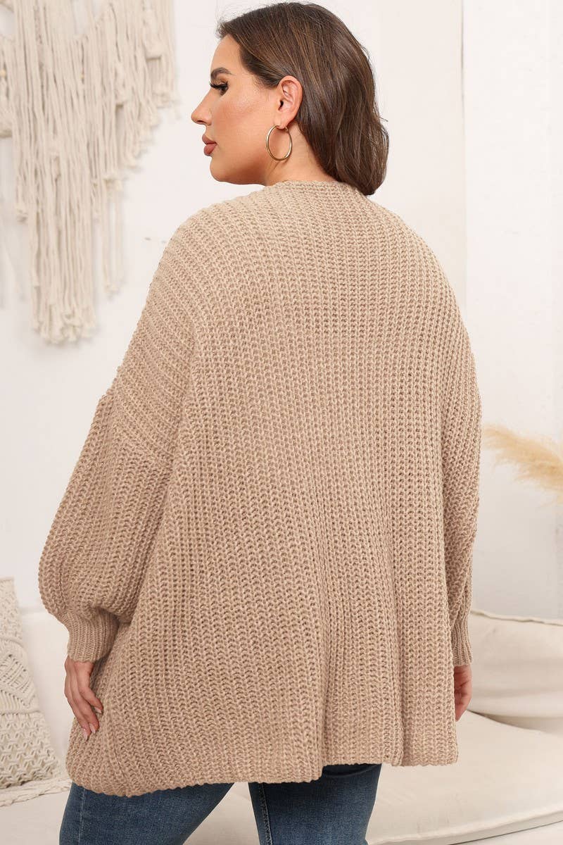 CWOSWL07412_PLUS SIZE WOMEN OVERSIZED CHUNKY KNIT CARDIGAN