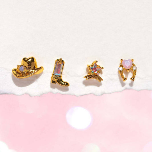 Women??¢s Cowboy Boots Hat Horseshoe Stud Earrings_CWAJE5075