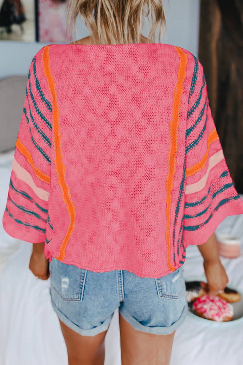 CASUAL CREW-NECK SWEATER IN CONTRASTING COLORS