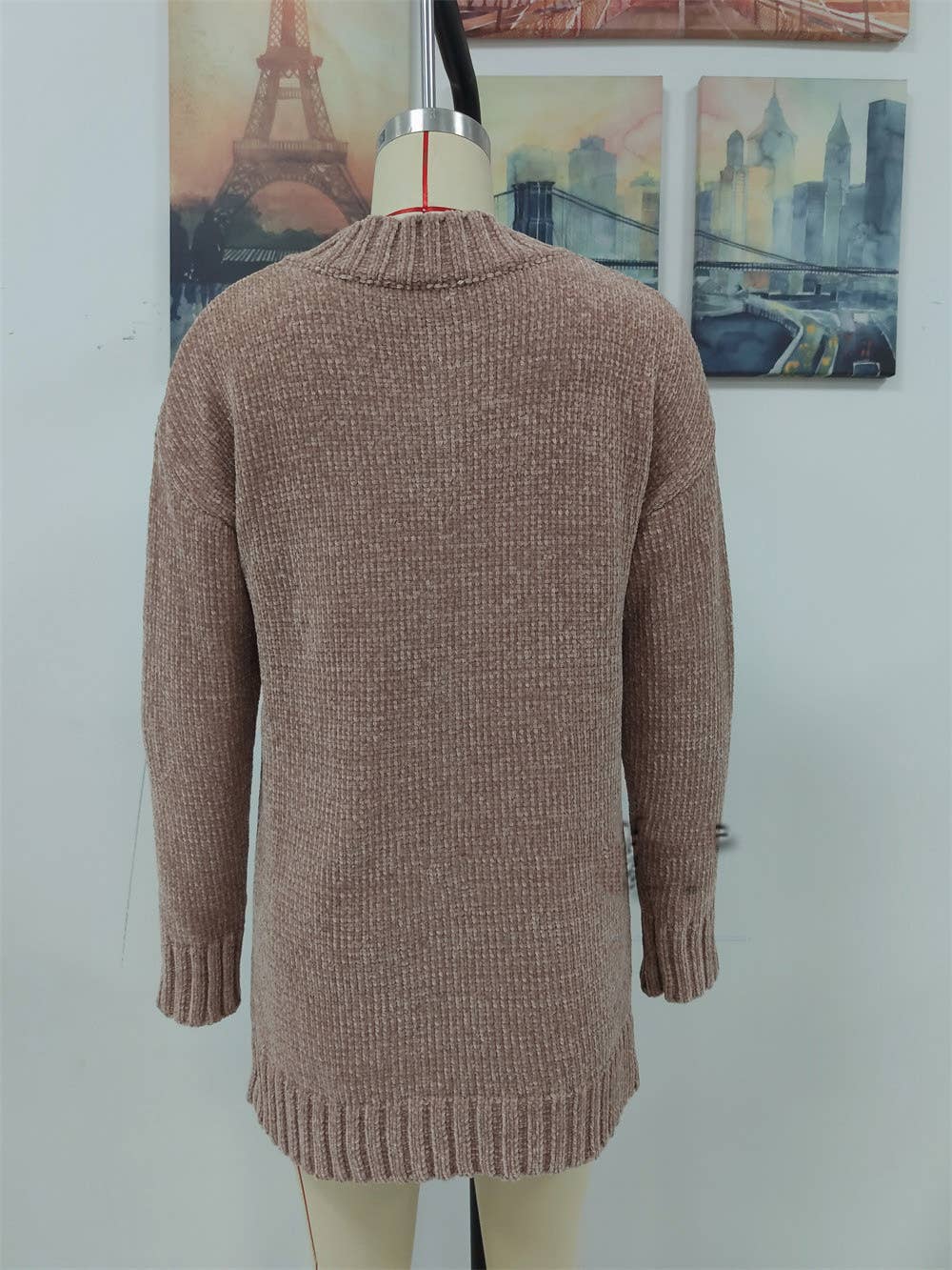 CWOSWL1404_V-Neck Long Sleeve Pullover Sweater